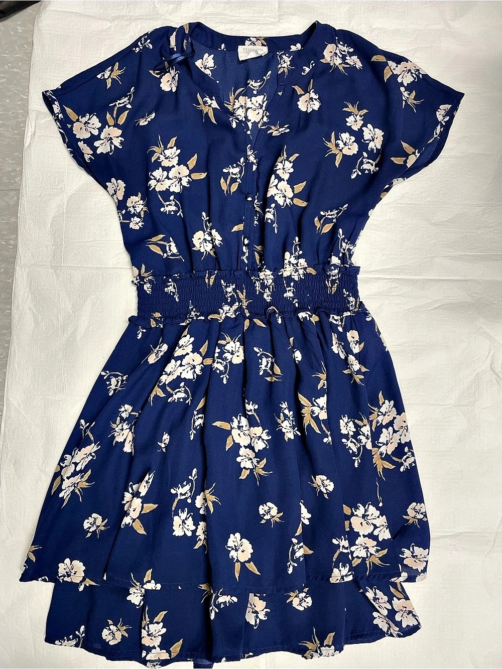 Sienna Sky Floral Mini Dress in Blue Size Small